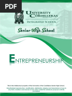 Module 2 - Entrep: Entrepreneurship Grade Level/Section: HUMSS 12 Subject Teacher