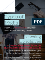 Types of Media: Media and Literacy MSU GENSAN Senior High School