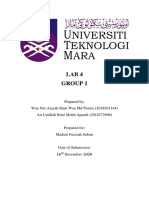 Lab 4 Group 1: Prepared By: Wan Nur Aisyah Binti Wan MD Puzlee (2018201144) An Umillah Binti Mohd Apandi (2018272896)