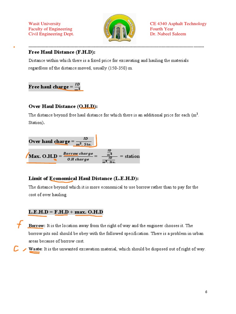 Free Haul Distance (F.H.D) | PDF | Economic Sectors | Engineering