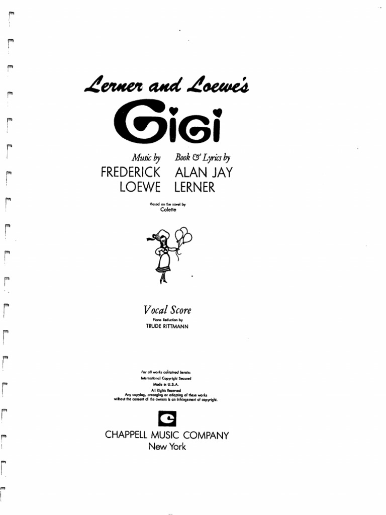 Gigi - Published Piano Vocal Score 1973 | PDF