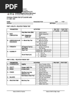 Physical Fitness Test Score Card