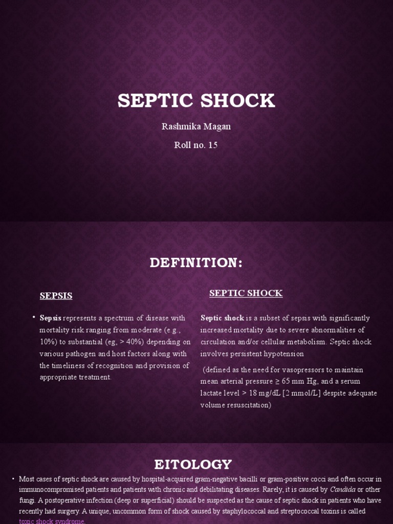 Septic Shock Rashmika Magan Roll No. 15 PDF Sepsis Shock