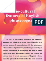 Socio-Cultural Features of English Phraseoogisms