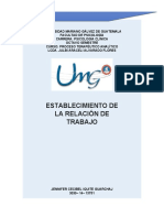 ESTABLECIMIENTO DE LA RELACIÓN DE TRABAJO - Resumen