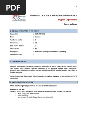 Syllabus Ielts Writing 32h Pdf International English Language Testing System Adverb