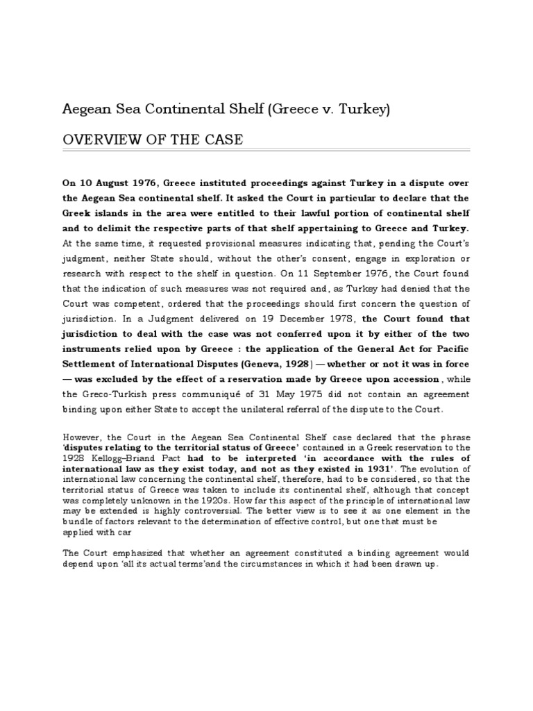 Aegean Sea Continental Shelf (Greece v. Turkey) PDF