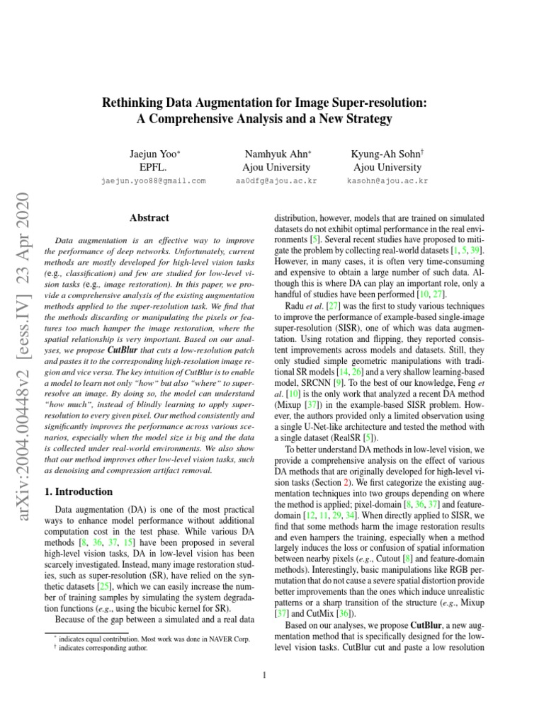 Rethinking Data Augmentation For Image Super-Resolution - A ...