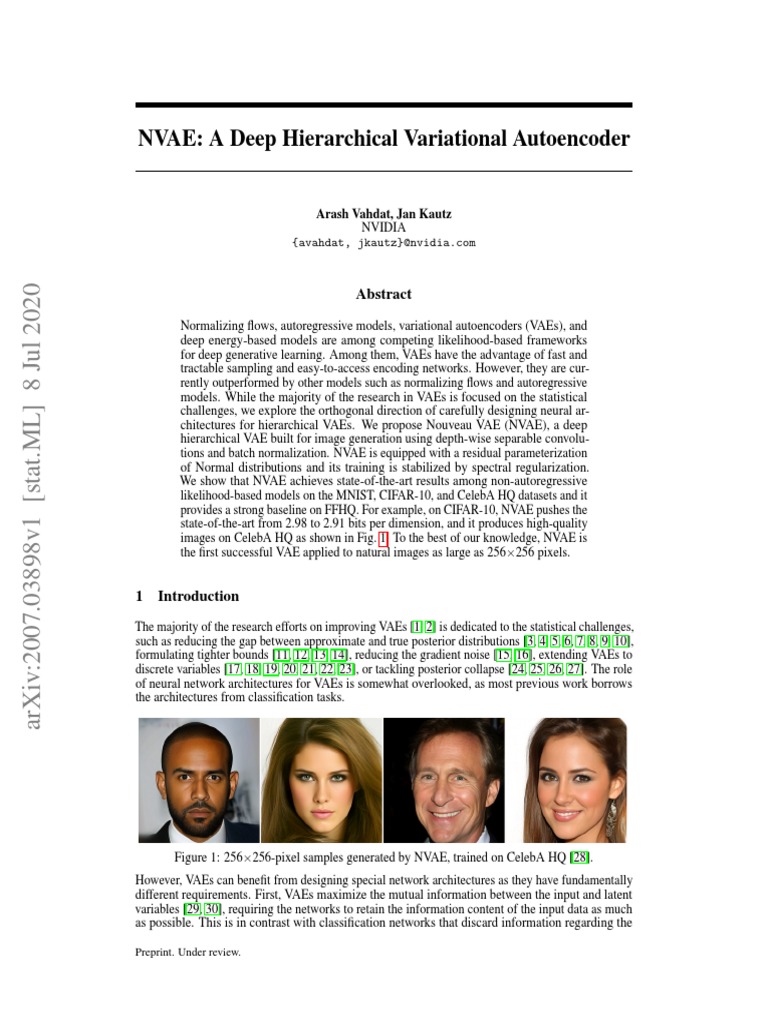 NVAE - A Deep Hierarchical Variational Autoencoder | PDF | Applied ...