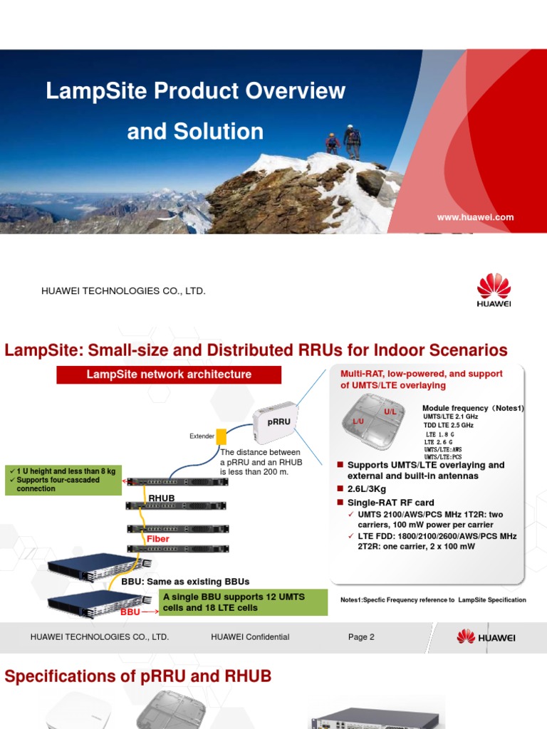 LampSite Overview: pRRU & RHUB Specs | PDF | Lte (Telecommunication ...
