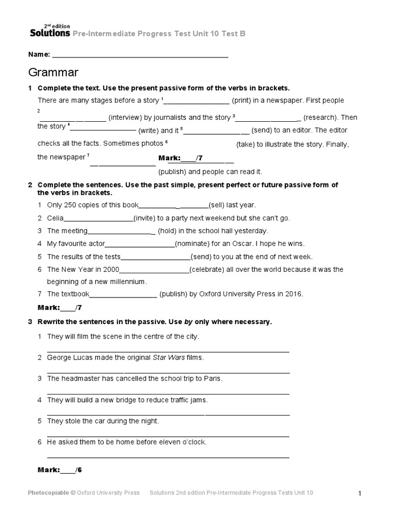 PDF Solutions2e Progress Test Un10 B DL | PDF | Books