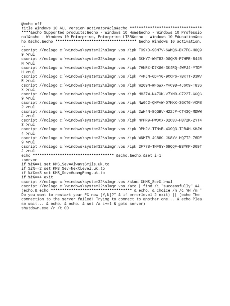 Windows 10 Activation Script Guide | PDF