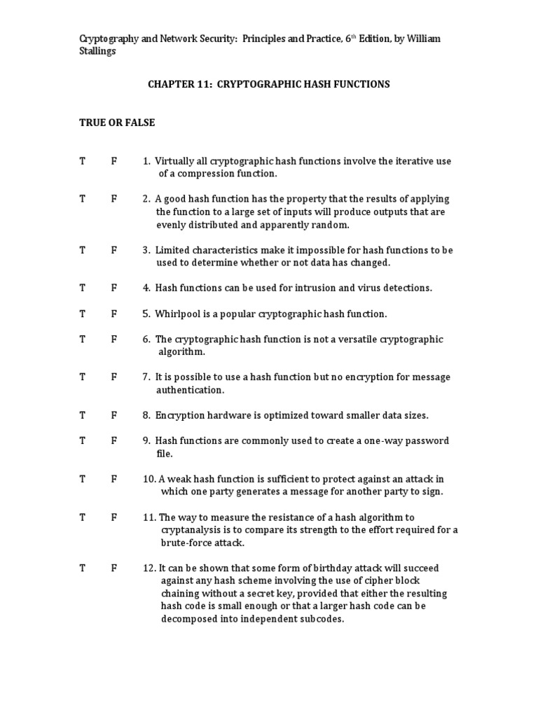 CH11 Testbank Crypto6e | PDF | Cryptography | Error Detection And 