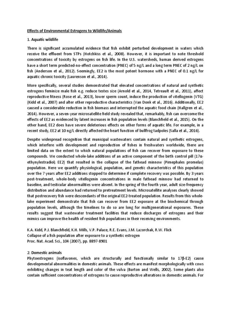 Effects of Environmental Estrogens To Wildlife | PDF | Estrogen | Ddt