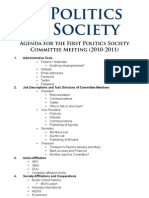 1st Committee Meeting Agenda (8 October, 2010)