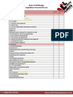 Duke of Edinburgh Expedition Personal Kit List: (Silver/Gold Only) (Optional, Silver/Gold Only)