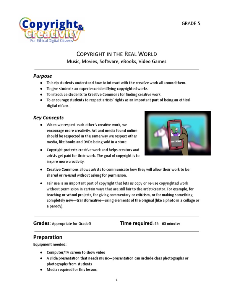 Copyright and Creativity for Grade 5 | PDF | Fair Use | Creative Commons