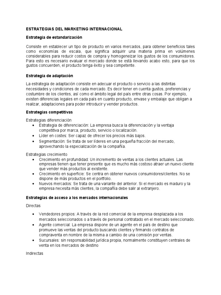 Estrategias de Marketing Internacional | PDF | Empresas | Mercado ...