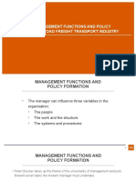 Study Unit 2: Management Functions and Policy Formation in The Road Freight Transport Industry