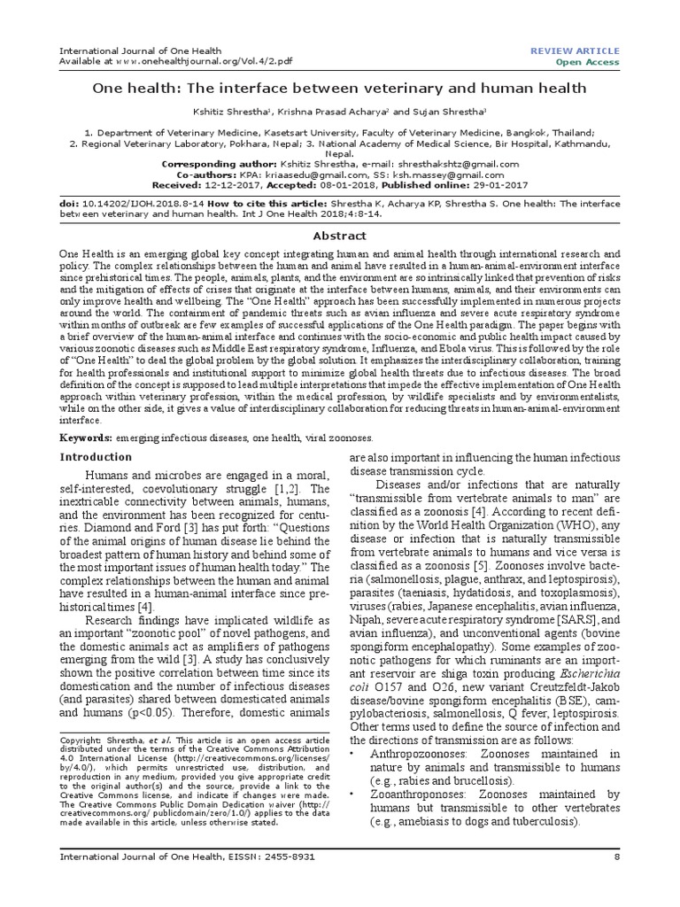 One Health The Interface Between Veterinary and Human Health | PDF ...