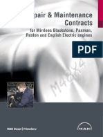 Repair & Maintenance Contracts: For Mirrlees Blackstone, Paxman, Ruston and English Electric Engines