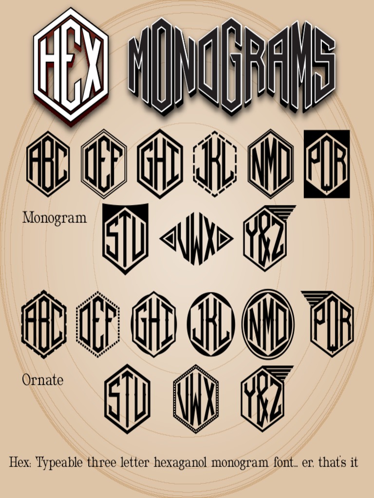 Hexagonal Monogram Font Guide | PDF