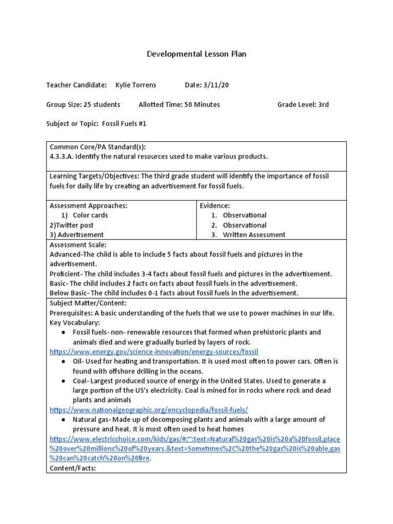Lesson Plan 1 PDF Petroleum Fuels