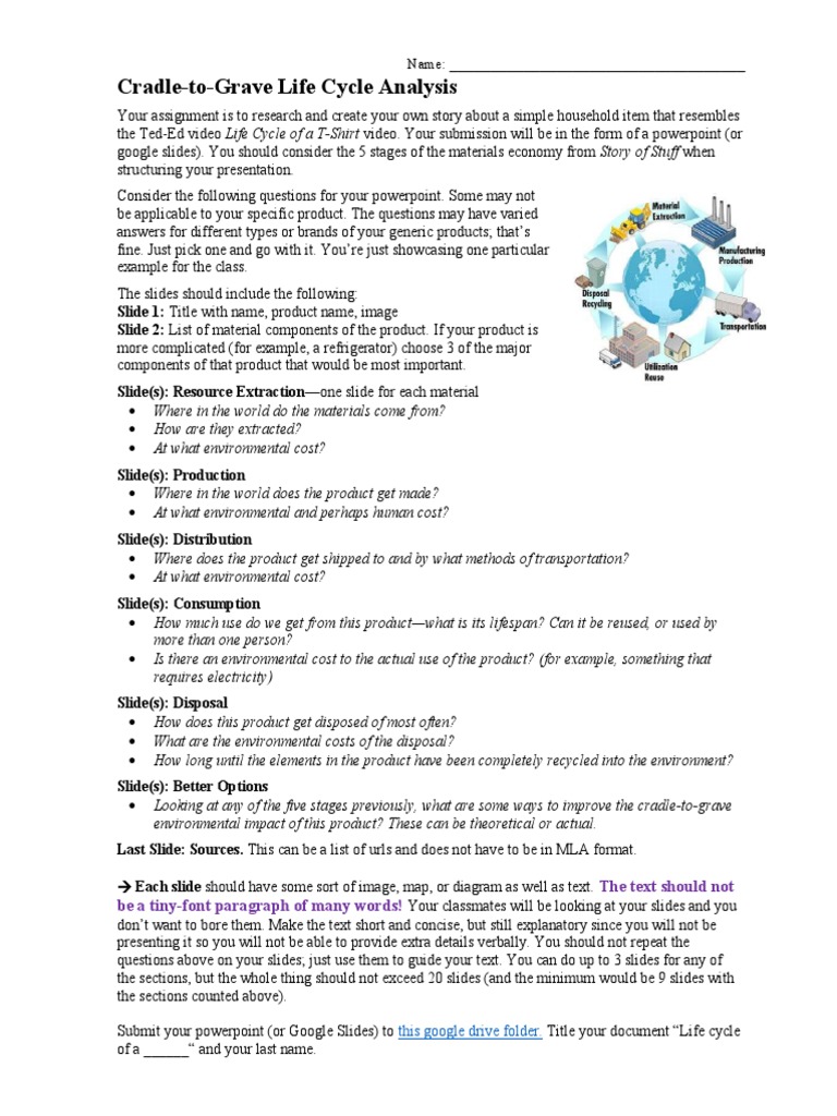Life Cycle Analysis Project Guide | PDF | Life Cycle Assessment ...