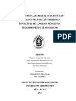 Analisis Pengaruh Kualitas Jasa Dan Kepuasan Pelanggan Terhadap Loyalitas Pelanggan Pengguna Telkom Speedy Di Semarang