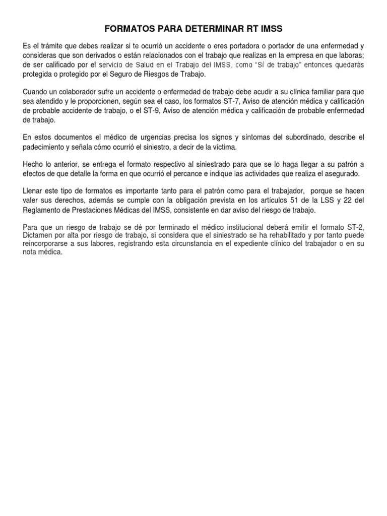 Formatos ST para Riesgos de Trabajo IMSS | PDF | Negocios | Derecho
