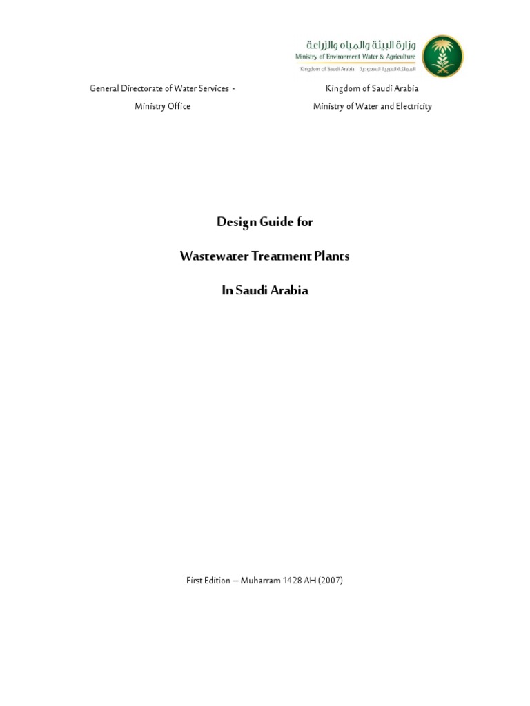 Wastewater Treatment Design Guide KSA | PDF | Sewage Treatment | Wastewater