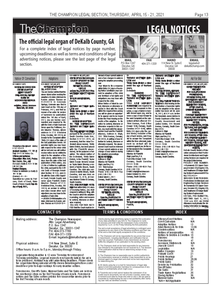 The Champion Legal Ads 04-15-21 | PDF | Complaint | Public Sphere
