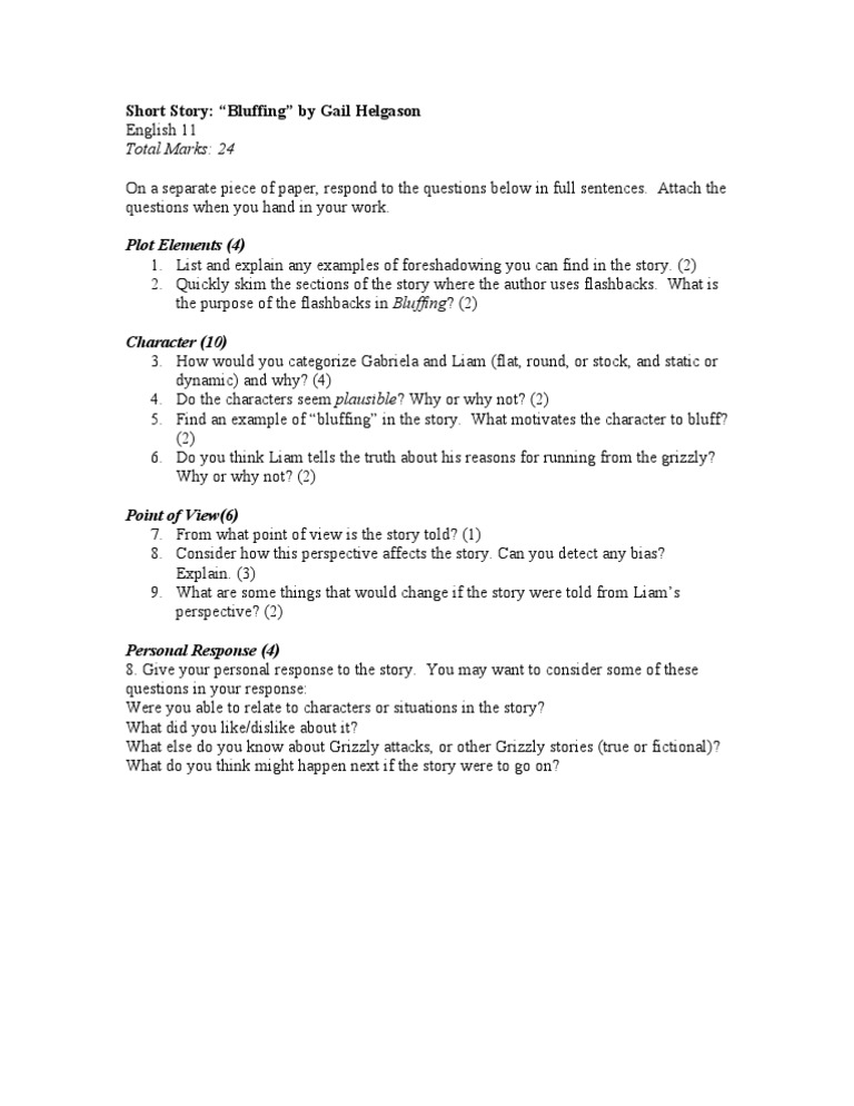 Bluffing short story analysis image