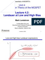 Unit 4: Transmission Theory of The MOSFET: Landauer at Low and High Bias