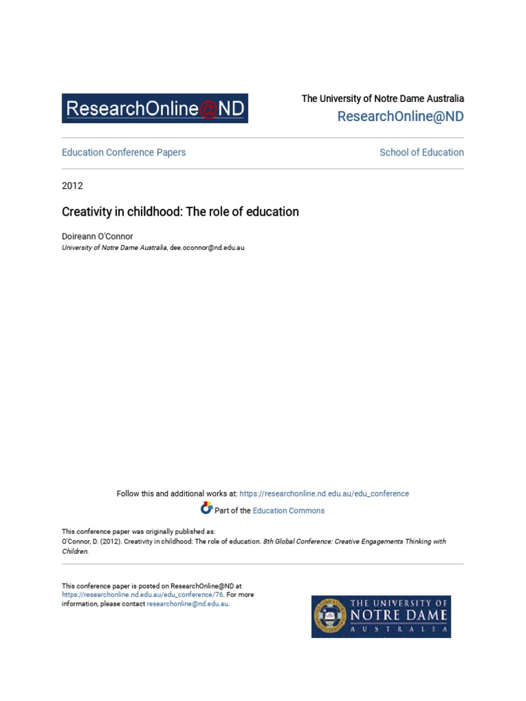 Fostering Creativity in Early Childhood | PDF | Creativity | Childhood