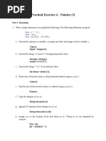 Practical Exercise 4 - Pointers II: Part 1: Discussion