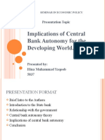 Implications of Central Bank Autonomy For The Developing World