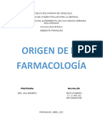 ORIGEN  DE LA FARMACOLOGIA