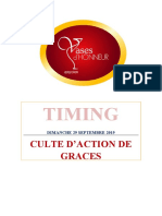 Proposition de Timing Dimanche 29 09