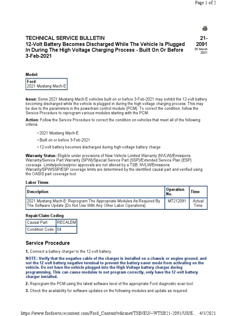Ford Technical Service Bulletin Download Free PDF Battery Charger