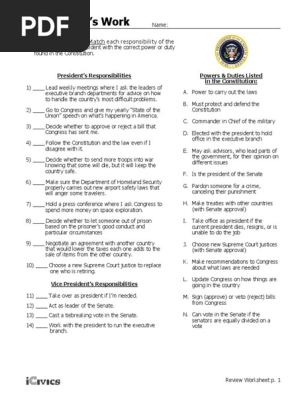All in A Day's Work - Activities - Fillable (1) Answer Key | PDF |  Presidents Of The United States | American Government