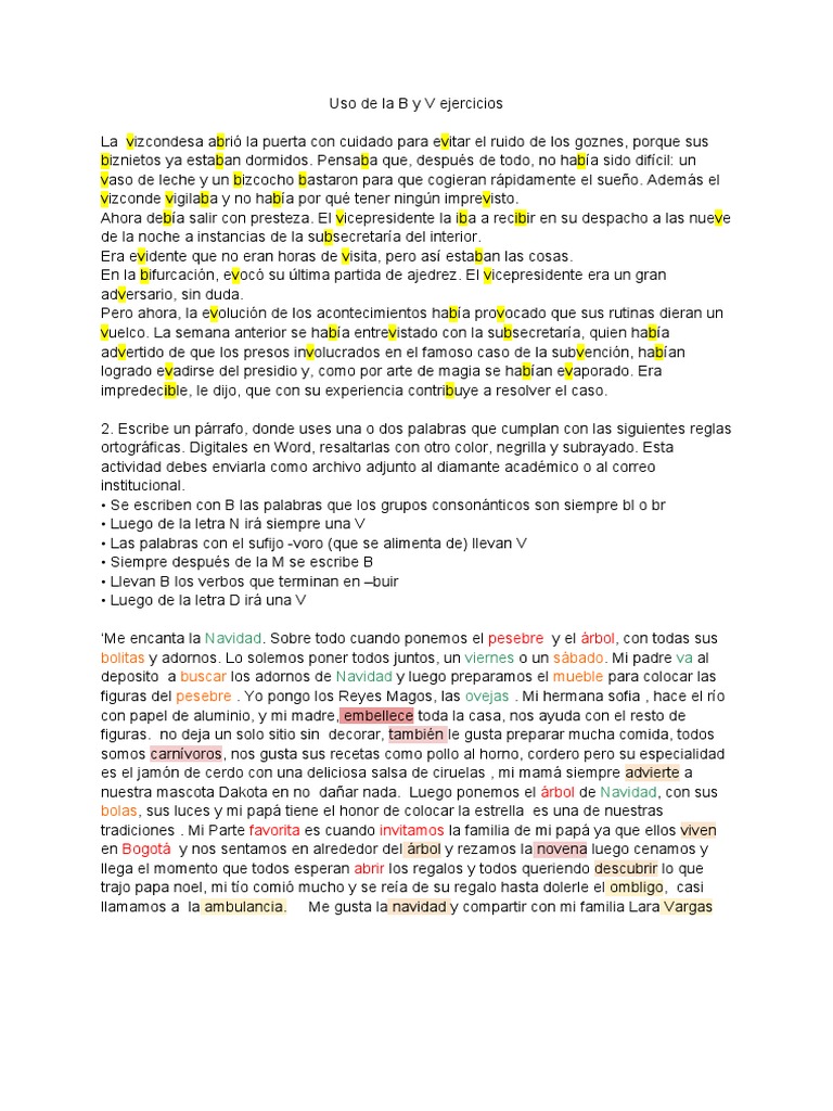 Uso de La B y V Español | PDF | Navidad