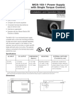 MCS-103-1 Power Supply With Single Torque Control: Installation and Operation Manual