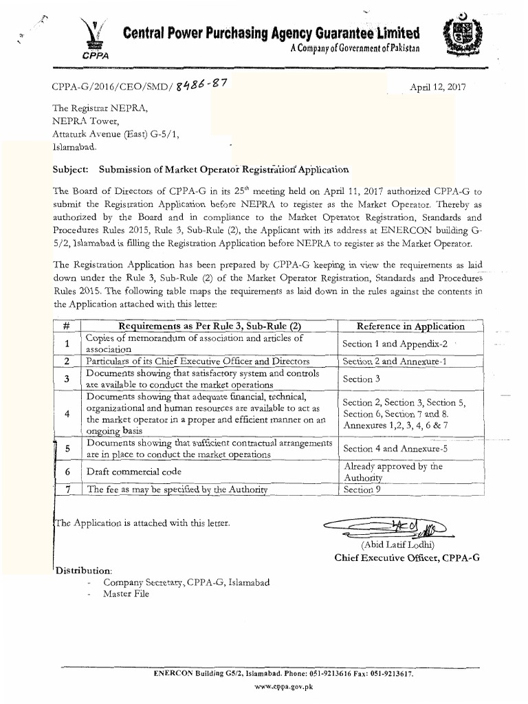 CPPA-G Market Operator Registration Application | PDF | Audit Committee ...