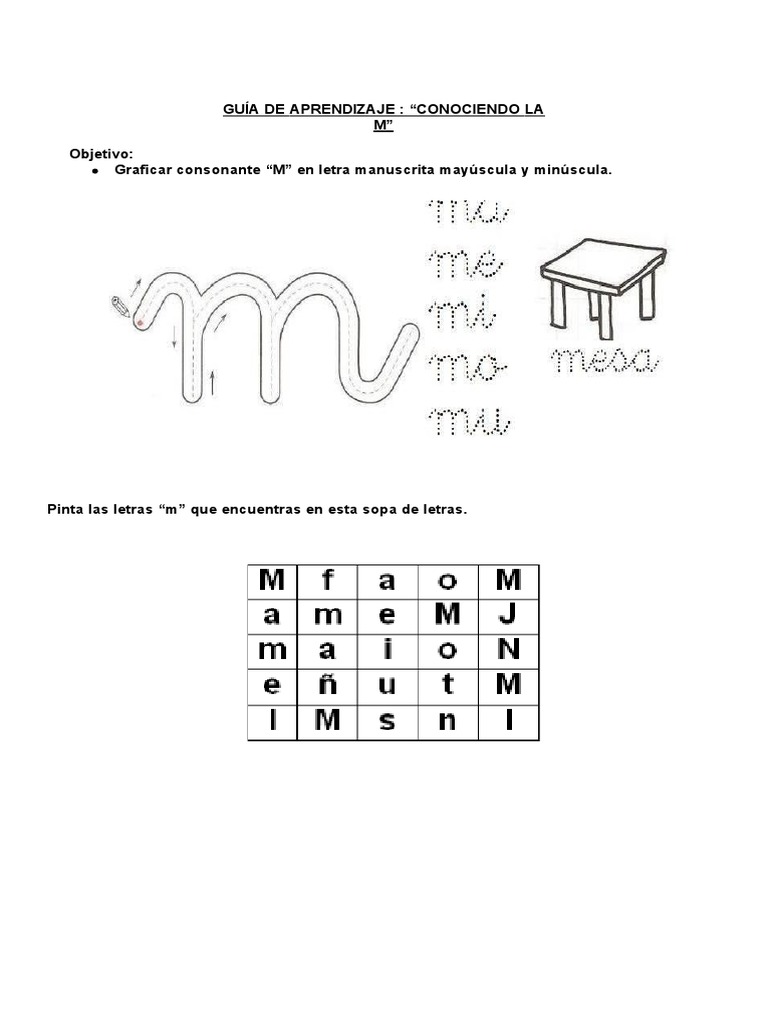 Letra M Material de Apoyo | PDF