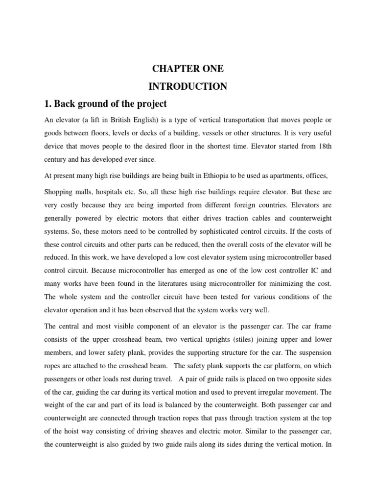 Final Thesis Elevator Pdf Pdf Elevator Electric Motor