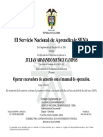 Diploma de Operacion de Excavadora