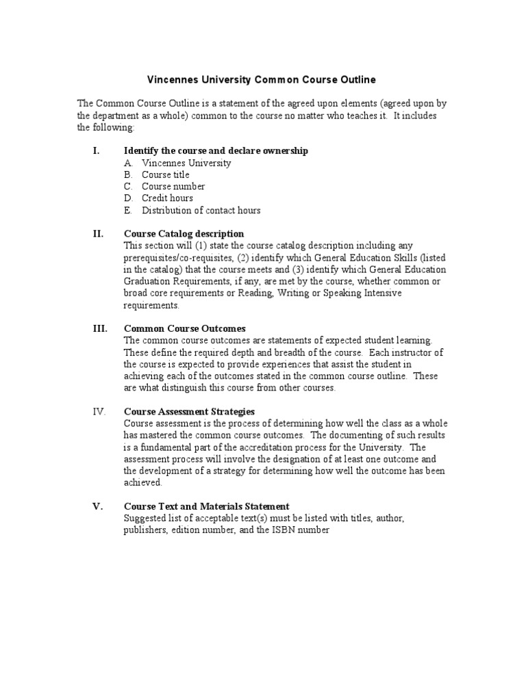 VU Common Course Outline 8.22.07 | PDF | Career & Growth | Business