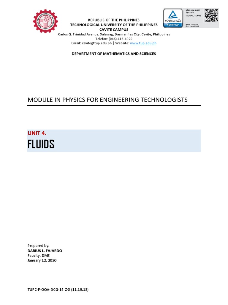 Fluid Mechanics Module for Engineers | PDF | Buoyancy | Pressure