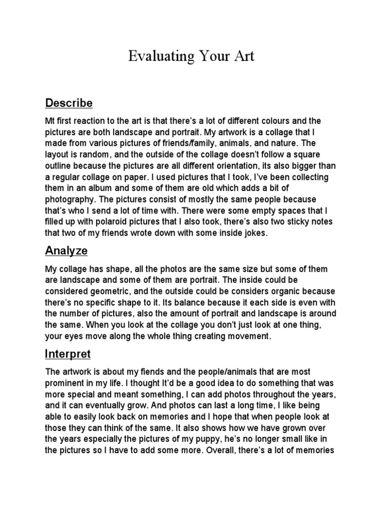 Personal Collage Reflection | PDF | Paintings